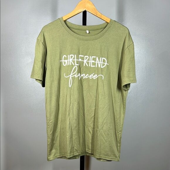 Green Graphic Girlfriend Out Fiancée In Relaxed Tee with Crew Neck - Picture 1 of 4
